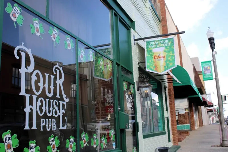 Shamrocks in the front windows on West Main